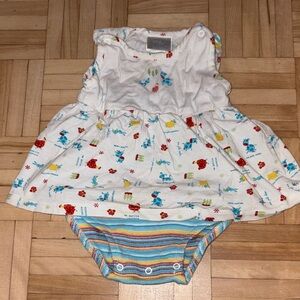 Romeo & Juliet Couture Floral Baby Dress with Striped Bottom